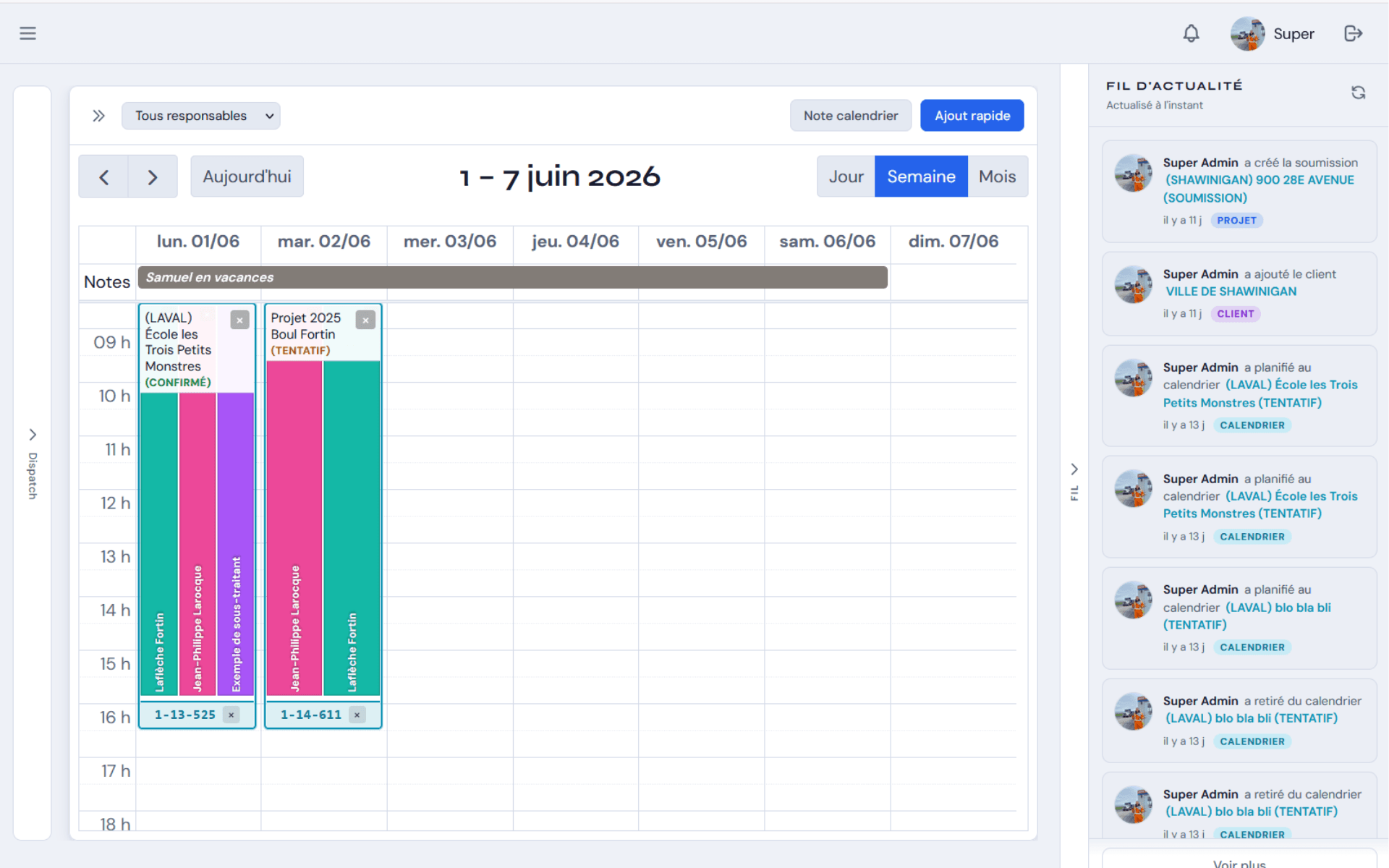 Calendrier Houle — capture 1